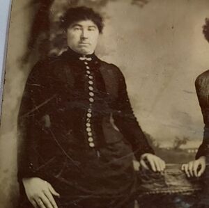 Antique Photo Tin Type posed Woman on stand!